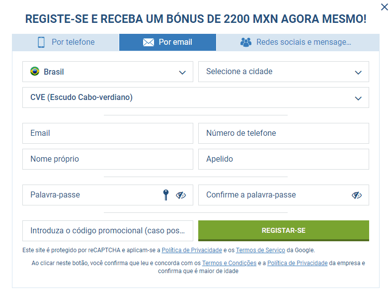 1xbet registro por e-mail