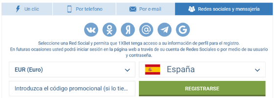 1xbet registro España
