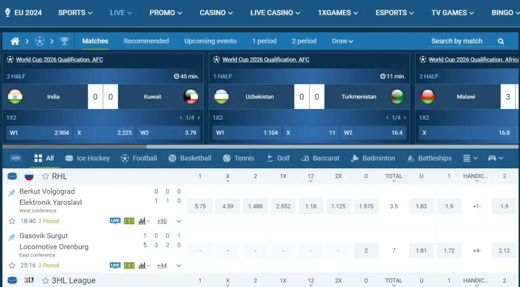 1xbet Live Betting